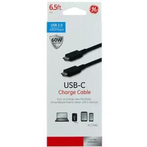 GE 6.5ft USB‑C to USB‑C Charging Cable – Reversible, 480Mbps Data Transfer, 2.0